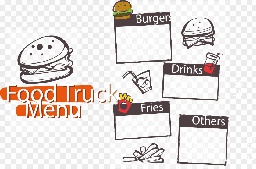 Hand Painted Hamburger Snack Menu Button Fast Food Salisbury Steak French Fries PNG