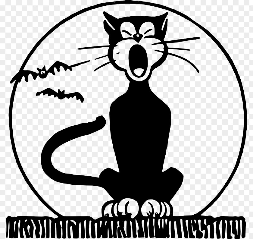 Halloween Cat Pics Black And White Clip Art PNG