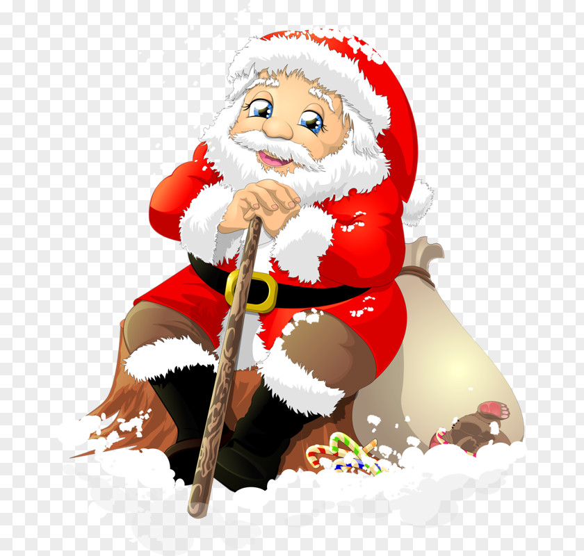 Santa Claus Sitting Rest Christmas Gift Clip Art PNG