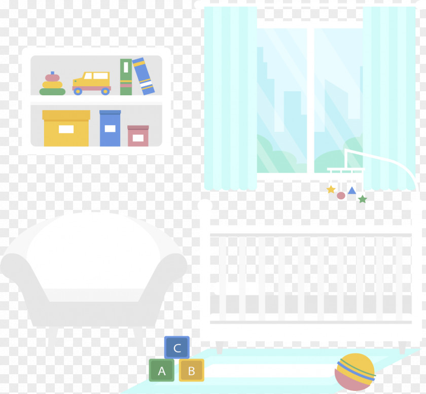Simple Baby Room Arrangement Infant Graphic Design Flat PNG