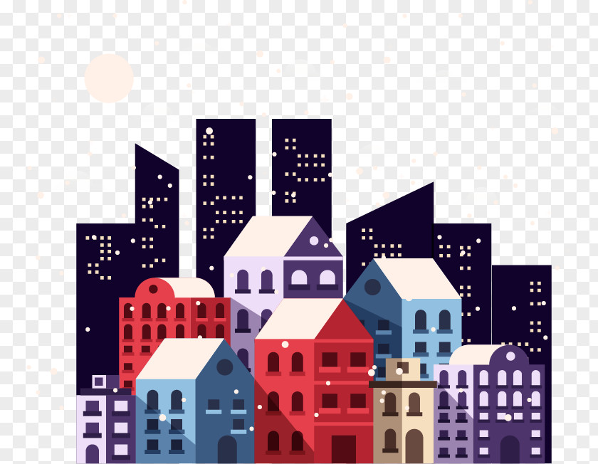 City Lights Building Illustration PNG