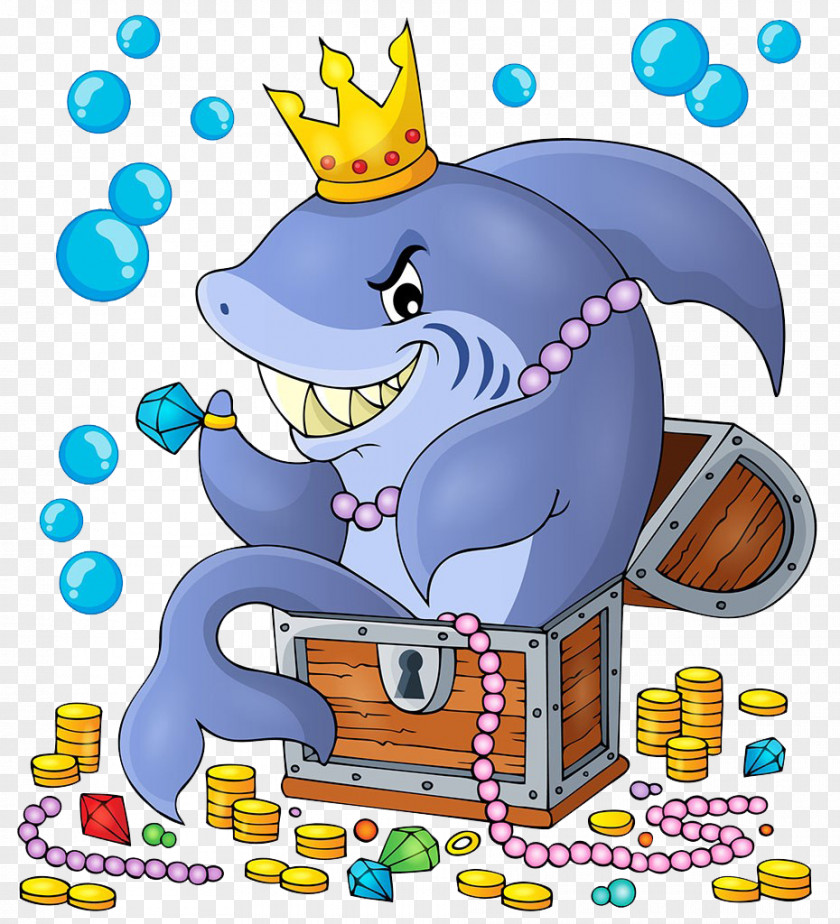 Dolphin Gift Box Shark Piracy Illustration PNG