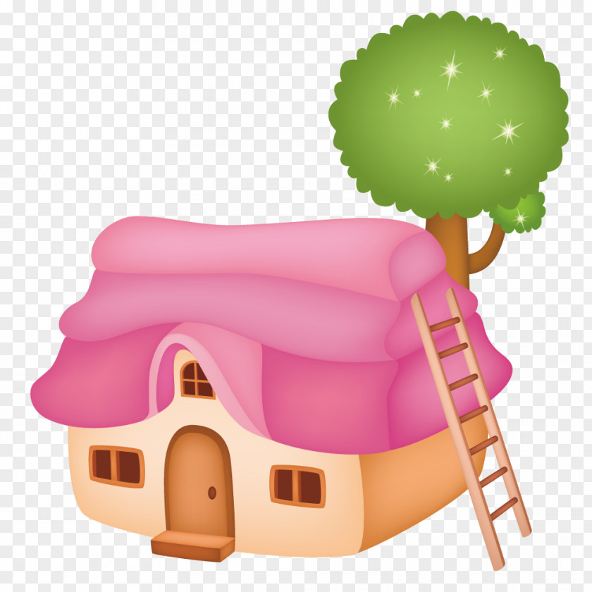 Small House With A Ladder Child Cartoon Kite Illustration PNG