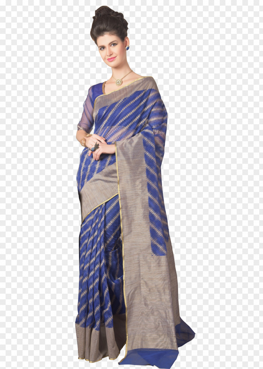 Silk Saree Handloom Sari Blue PNG