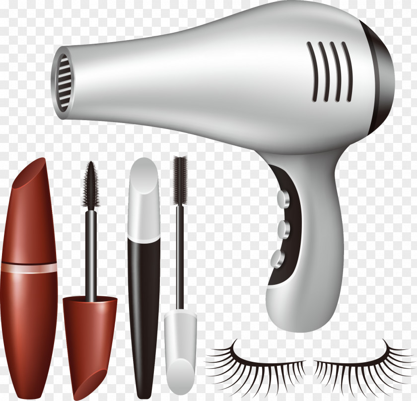 Vector Hairdryer And Mascara Hair Dryer Eyelash Cosmetics Icon PNG
