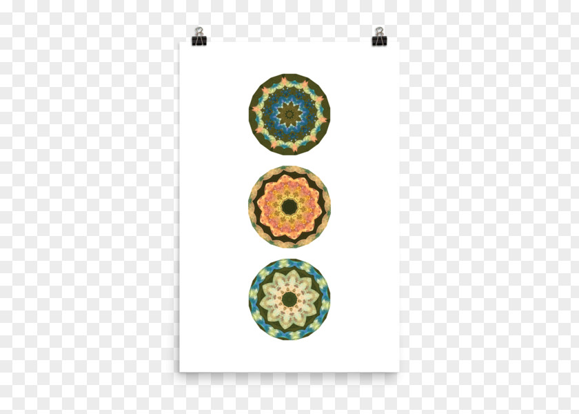 Watercolor Mandala Sun & Green Things Poster T-shirt Printing PNG