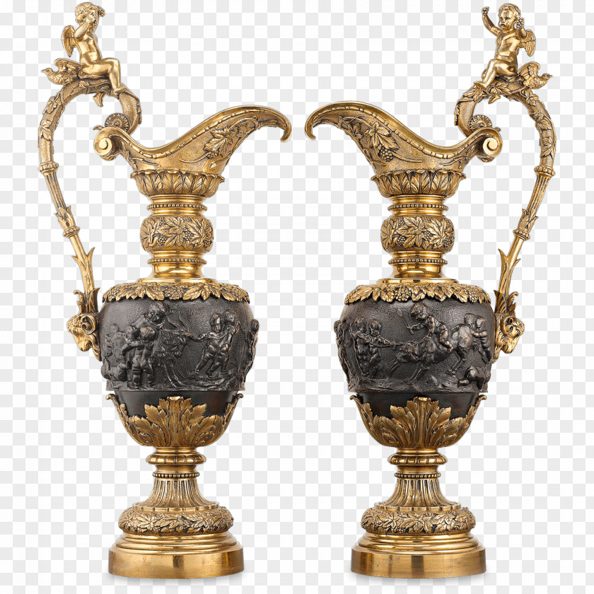 A Pair Of Rings Renaissance Revival Architecture Brass Bronze Pitcher PNG