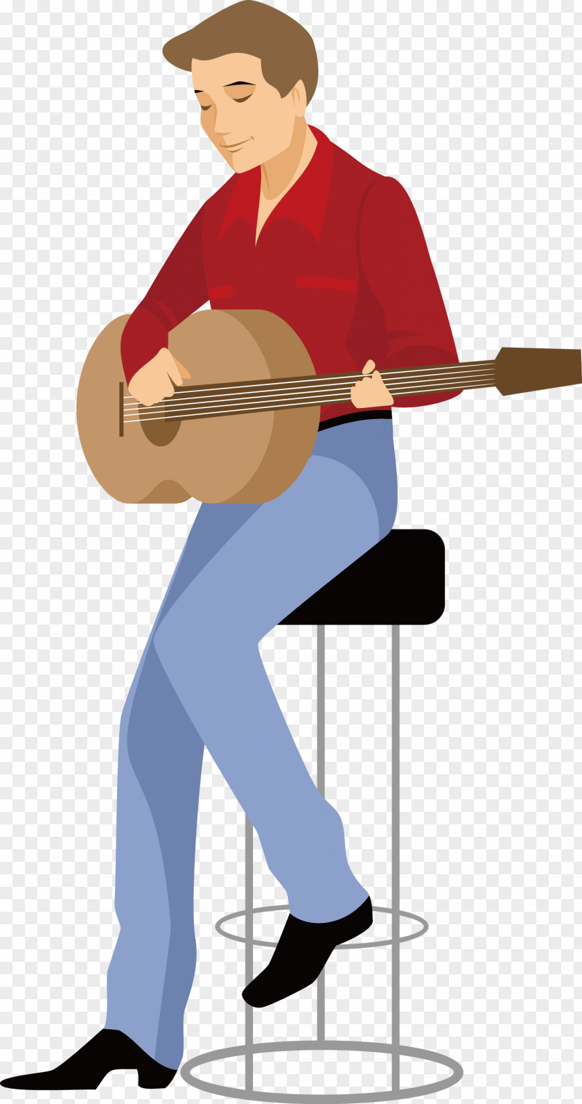 Guitar Man Vector Cartoon Illustration PNG