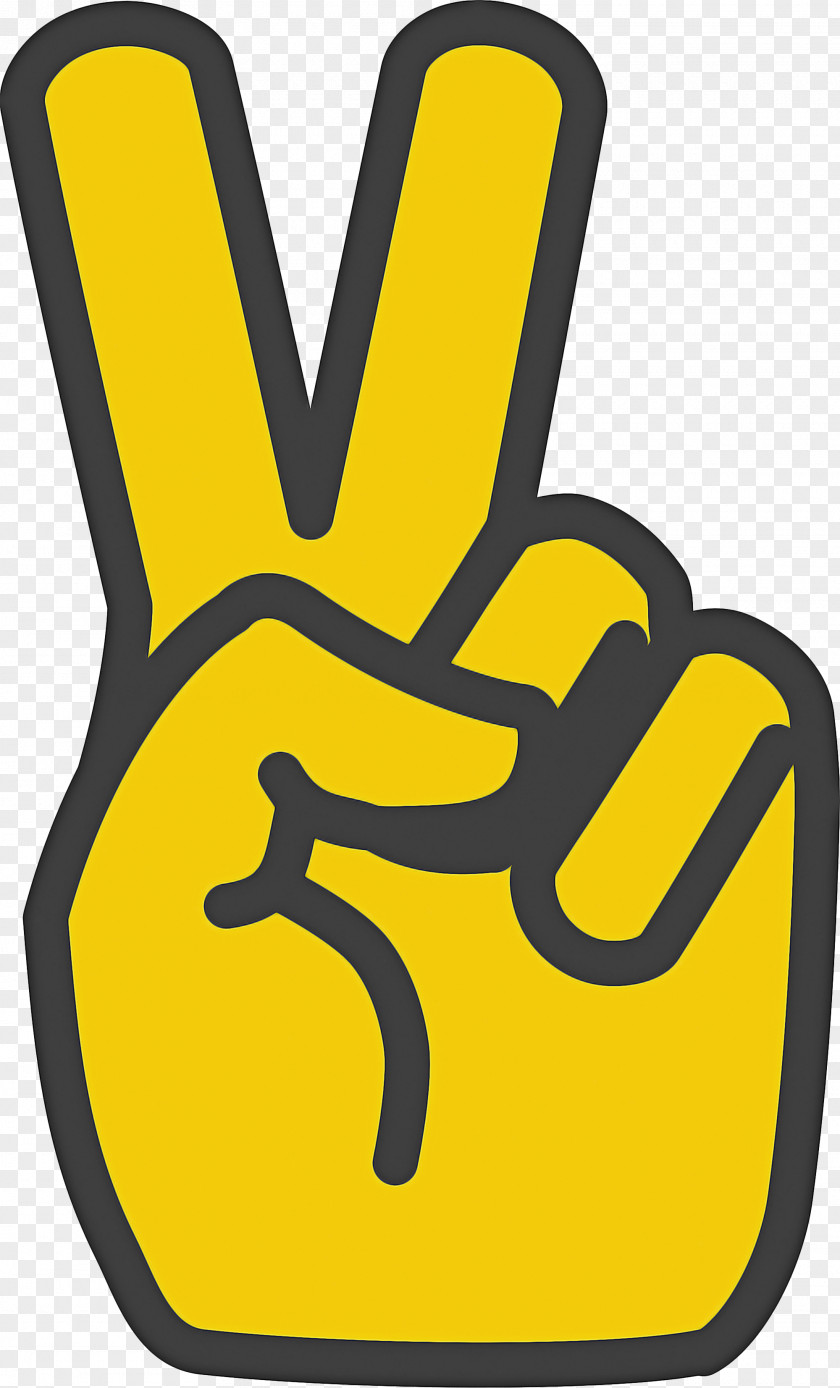 V Sign Thumb Yellow Background PNG