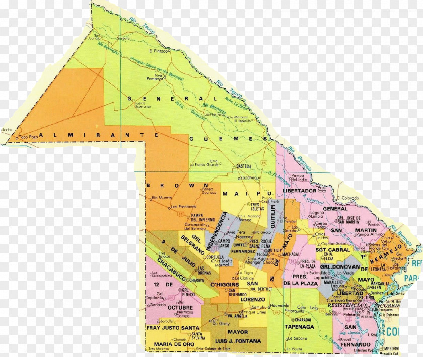 Map General Güemes Department, Chaco Resistencia Charata Mapa Polityczna PNG