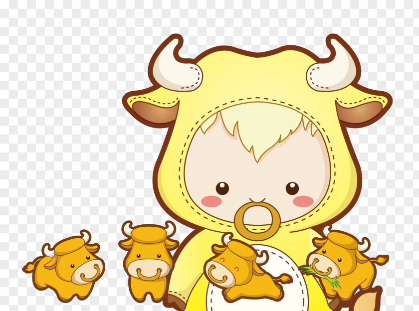 Q Version Calf Milk Cartoon Chinese Zodiac PNG