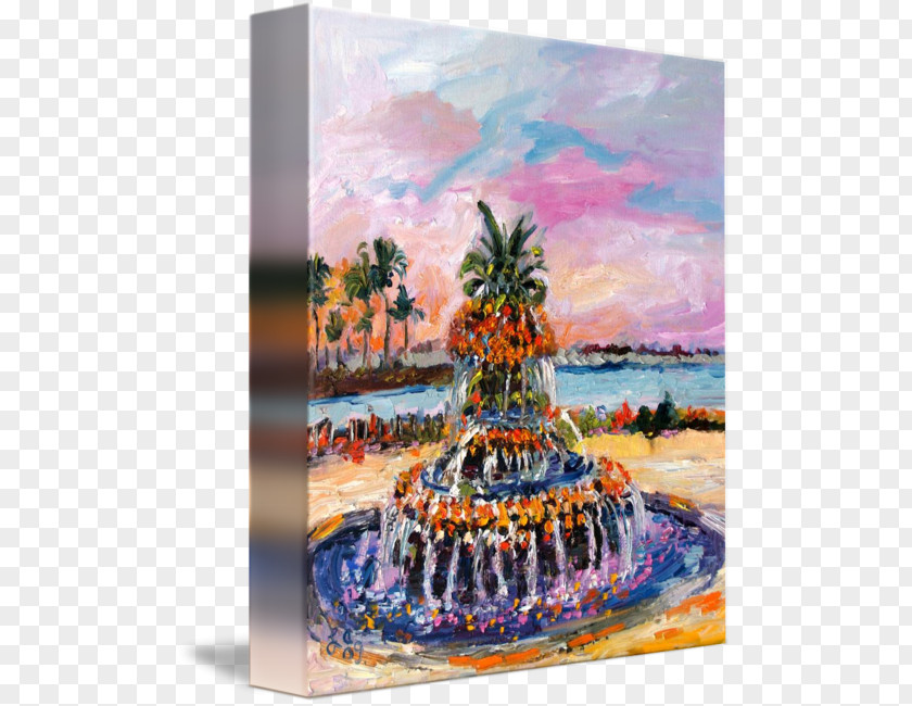 Painting Pineapple Fountain Still Life Art Rainbow Row PNG