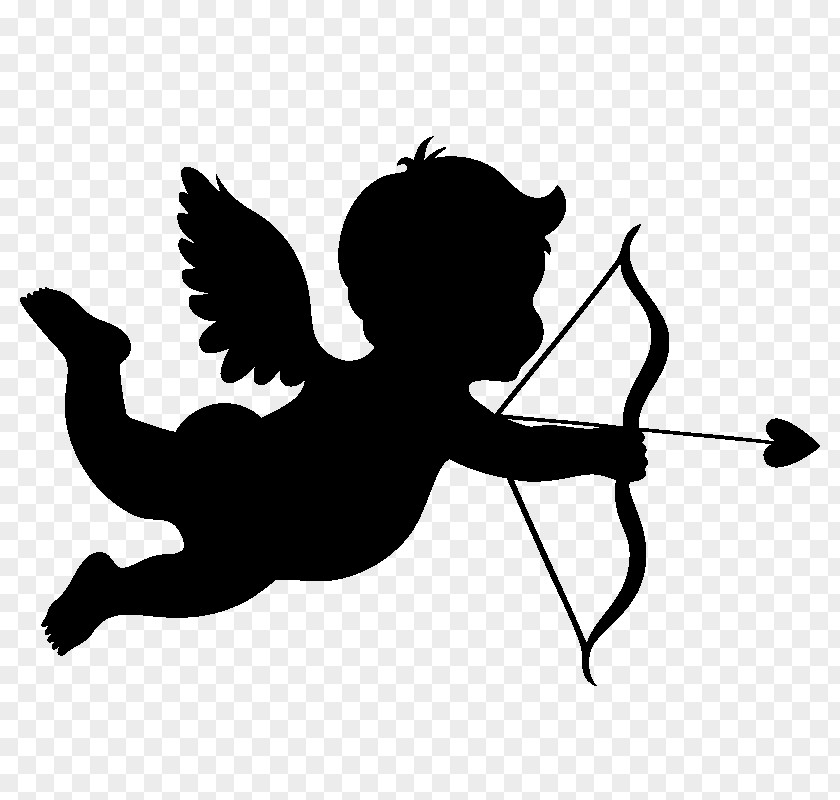 Cupid Silhouette Drawing PNG