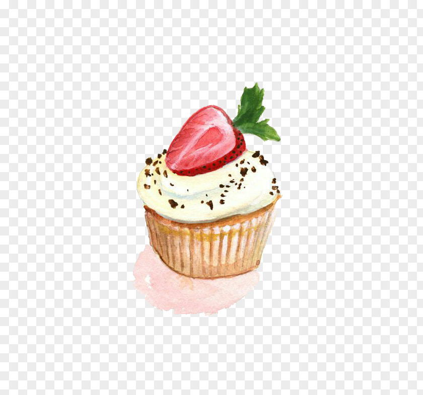 Small Strawberry Cake Cupcake Layer Painting Drawing PNG