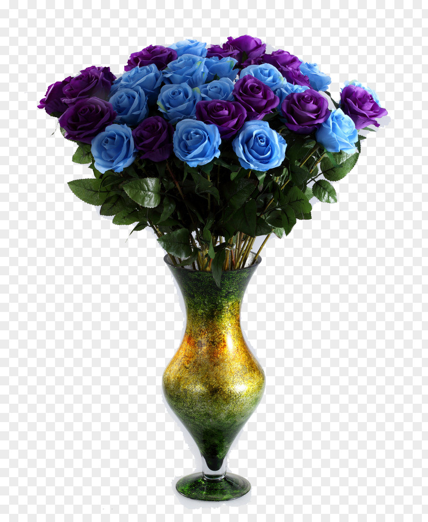Vase Garden Roses Blue Rose Flower Bouquet PNG