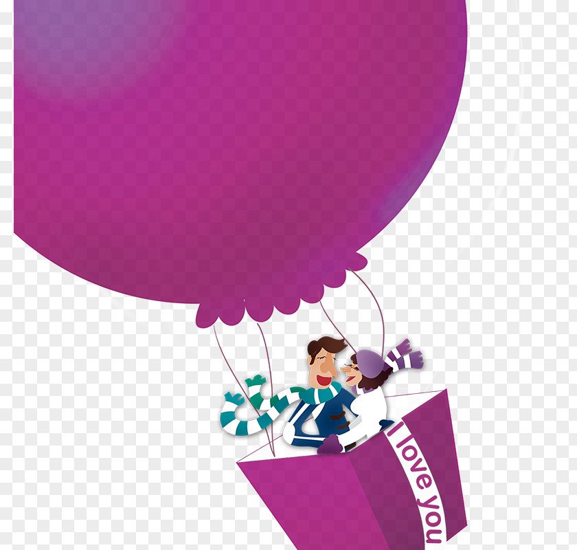 Creative Valentine's Day Valentines Hot Air Balloon PNG