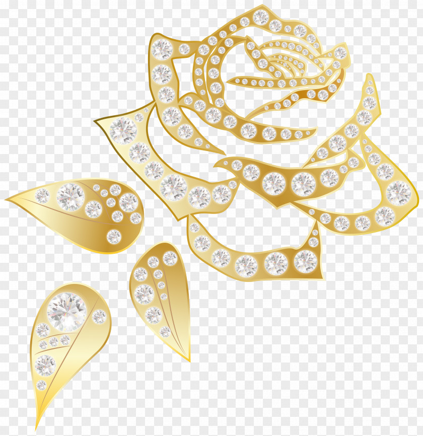Gold Rose With Diamonds Clip Art Image Beach PNG