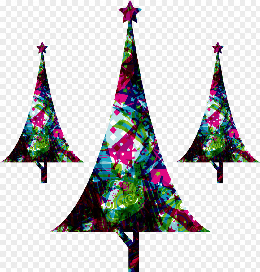 Vector Abstract Christmas Tree Ornament Illustration PNG