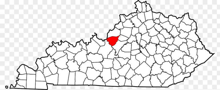 Muhlenberg County Kentucky Map Showing Breckinridge Center County, Hickman Jefferson Meade PNG