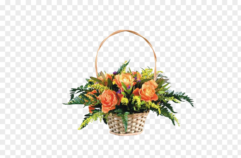 Rose Flower Basket Birthday Bouquet Floral Design Name Day PNG