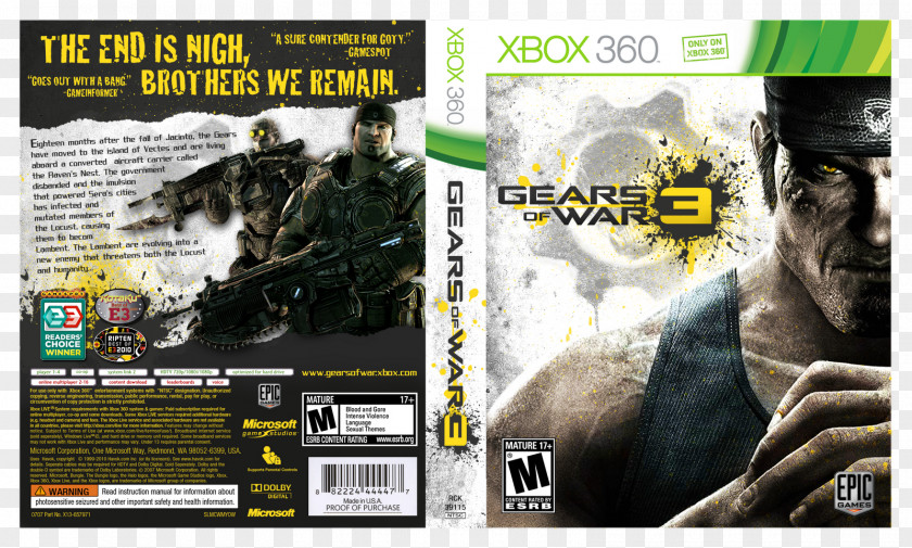 Xbox 360 Gears Of War 3 War: Coalition's End PC Game PNG