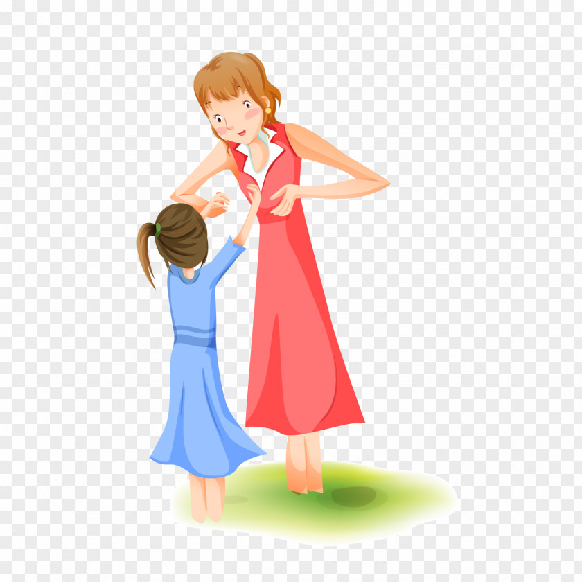 Cartoon Characters Mother Child Material Free To Pull Woman Illustration PNG