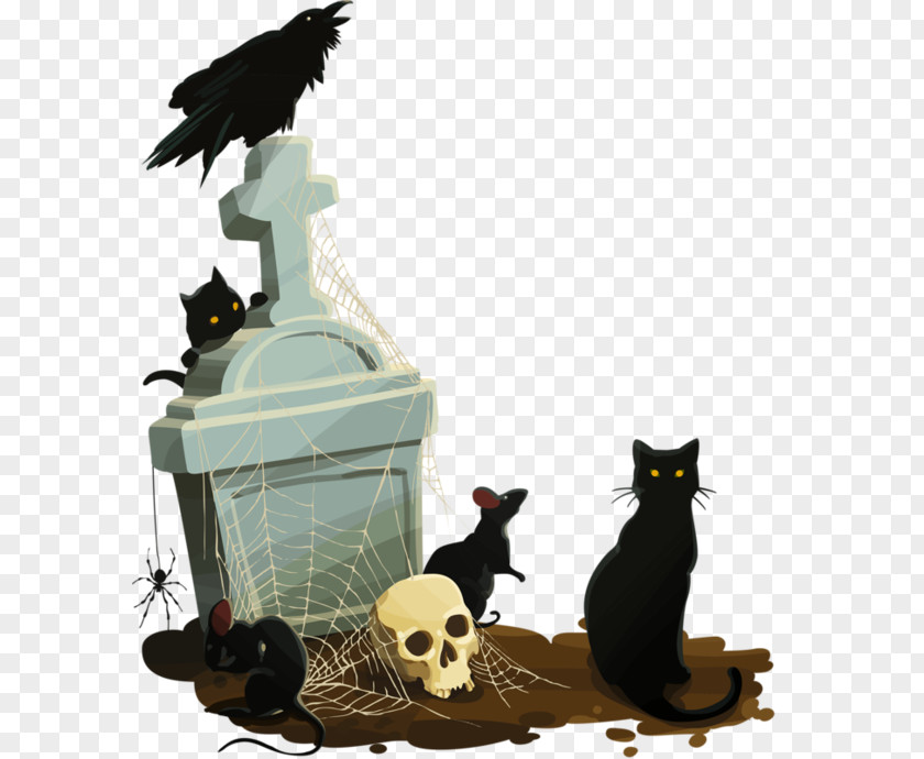 Infiltration Of The Cemetery Black Cat Calavera Halloween PNG