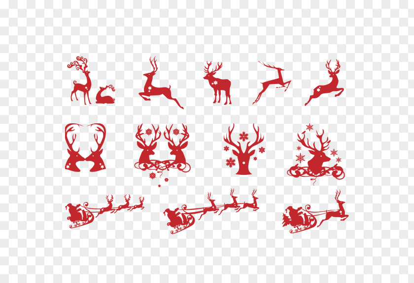 Paper-cut Christmas Reindeer Card Candy Cane Icon PNG