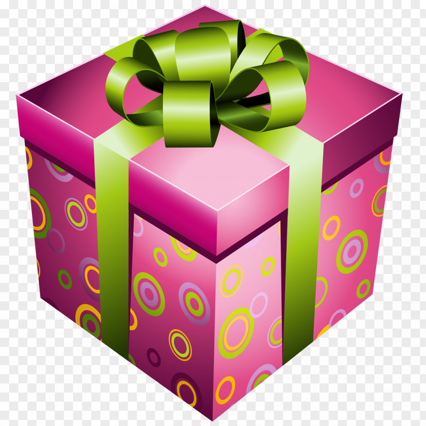 Pink Gift Box With Green Bow Picture Euclidean Vector Icon Clip Art PNG