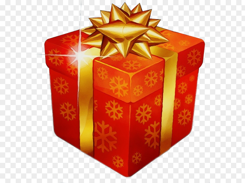 Present Orange Birthday Gift Box PNG