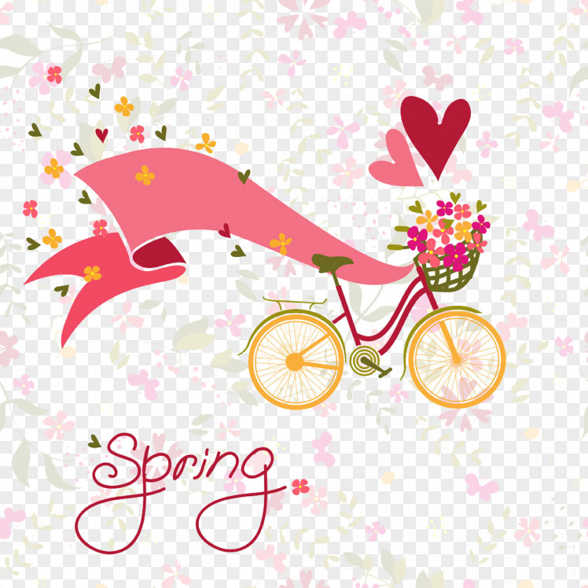 Bike Ribbon Bicycle Flower Stock Photography Illustration PNG