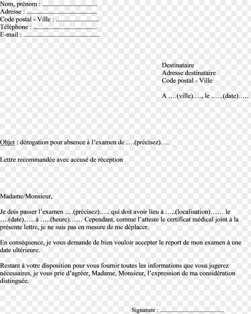 Examen Document Text Letter Derogation PNG