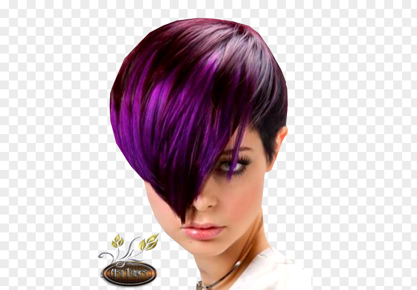 Purple Asymmetric Cut Hair Coloring Hairstyle PNG