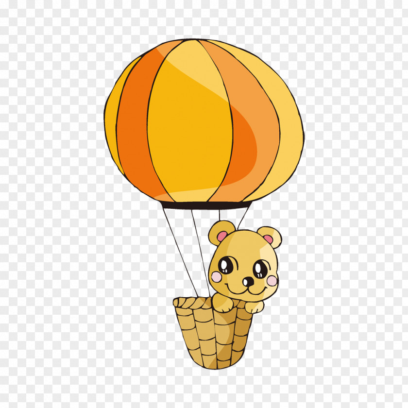 Doll Sitting On A Hot Air Balloon Cartoon Illustration PNG