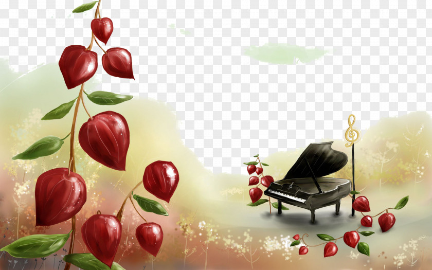 Hand-painted Piano Computer Animation Dessin Animxe9 Wallpaper PNG