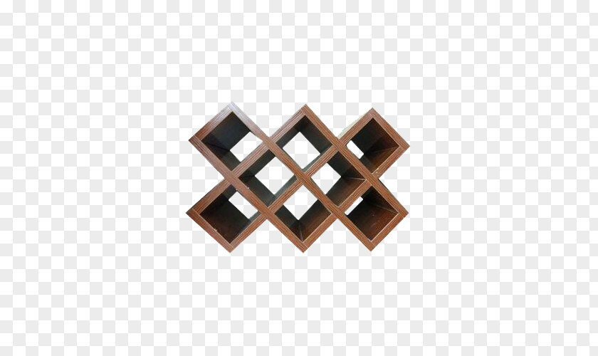 Diamond-shaped Solid Wood Red Wine Rack Alcoholic Drink Designer PNG