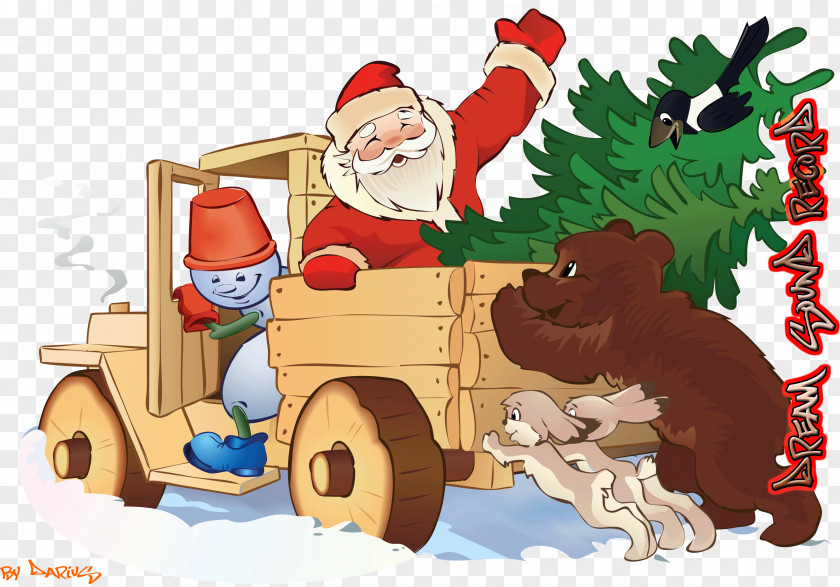 Santa Sleigh Ded Moroz Snegurochka New Year Ansichtkaart Holiday PNG