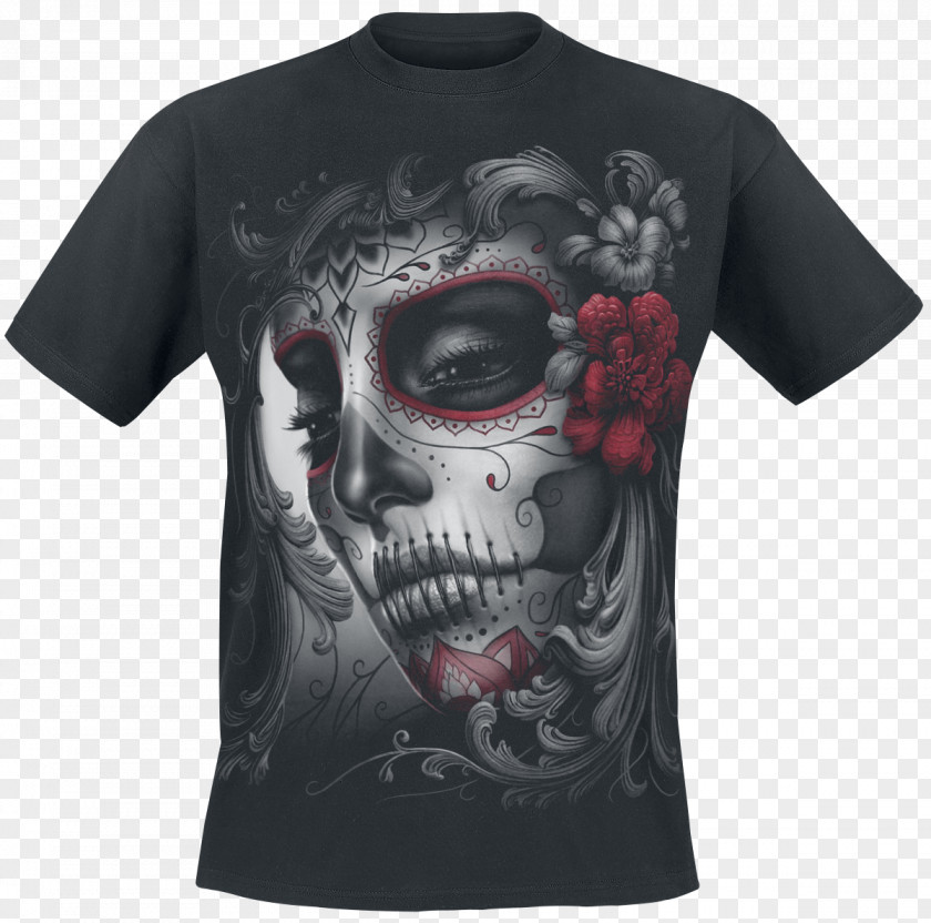 T-shirt Long-sleeved Calavera Skull PNG