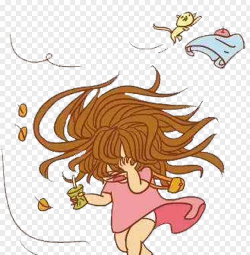The Wind Blows Hair Cartoon Download PNG