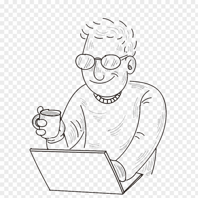 Jane's Coffee Man Drawing Drink Illustration PNG
