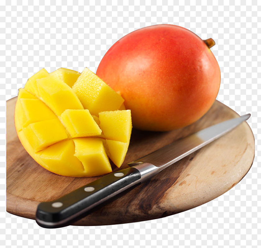 Mango Pull On The Chopping Block For Free Knife Fruit Cutting PNG