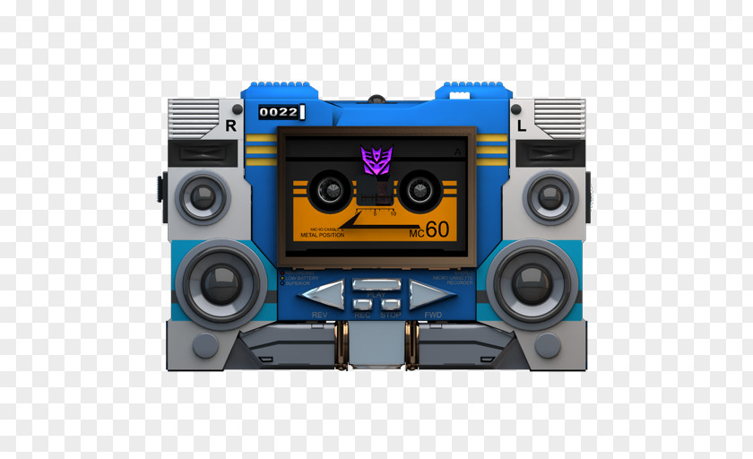Transformers Soundwave Tape Front Sound Boombox Multimedia Electric Blue PNG