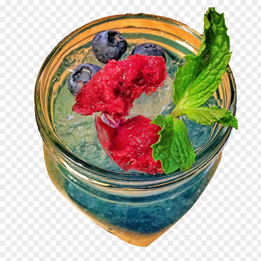 Blueberry Mint Blue Curacao Tea Carbonated Water Lemon Citrus Leiocarpa PNG