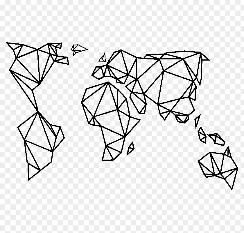 Geometric Paper Sticker World Map PNG