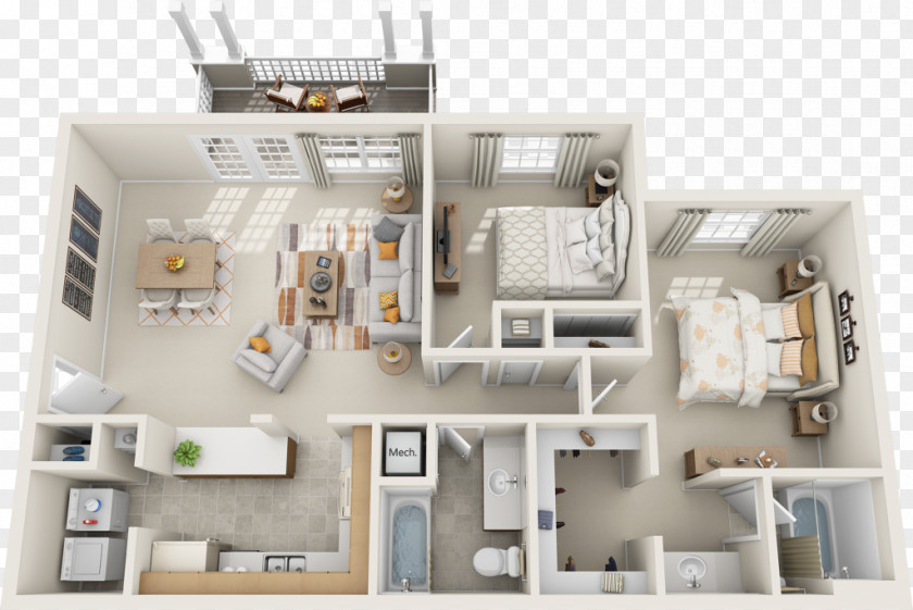 House 3D Floor Plan PNG