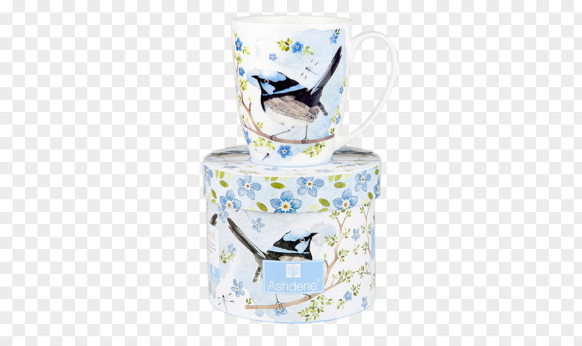 Mug European Perch Porcelain Cup Blue PNG