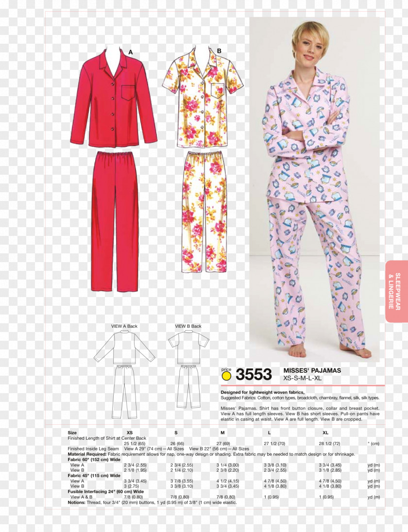 Sewing Supplies Pajamas Robe Stitch Pattern PNG