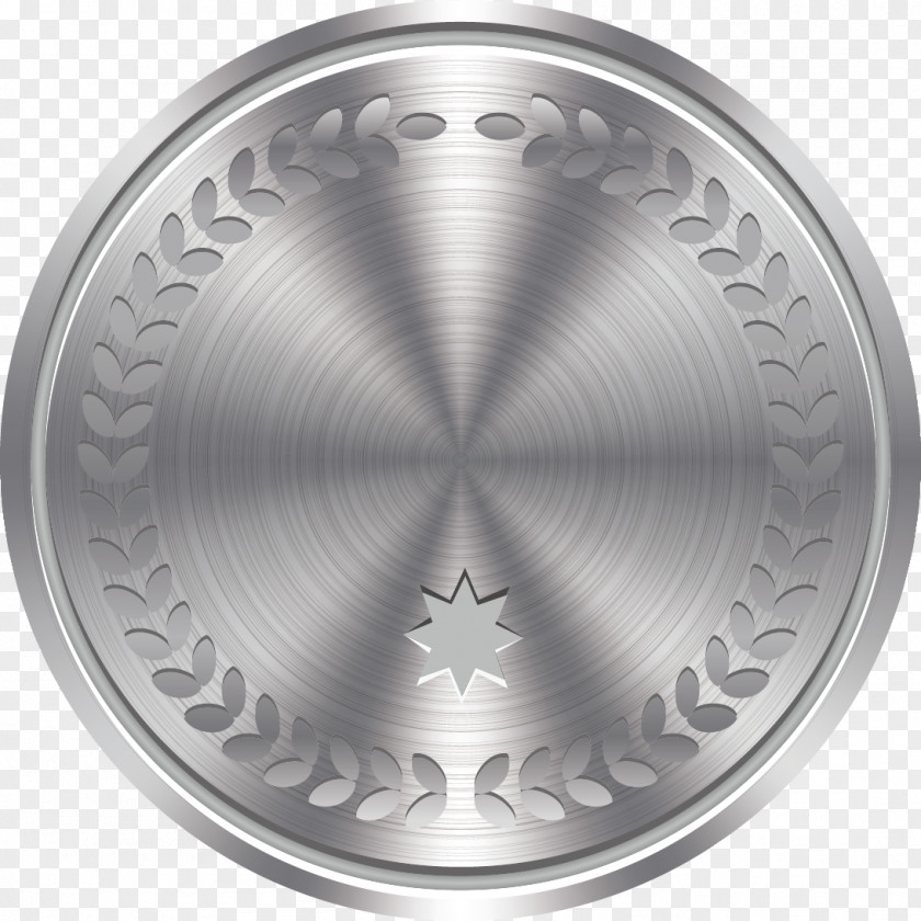 Vector Painted Silver Metallic Coins Badge Metal PNG
