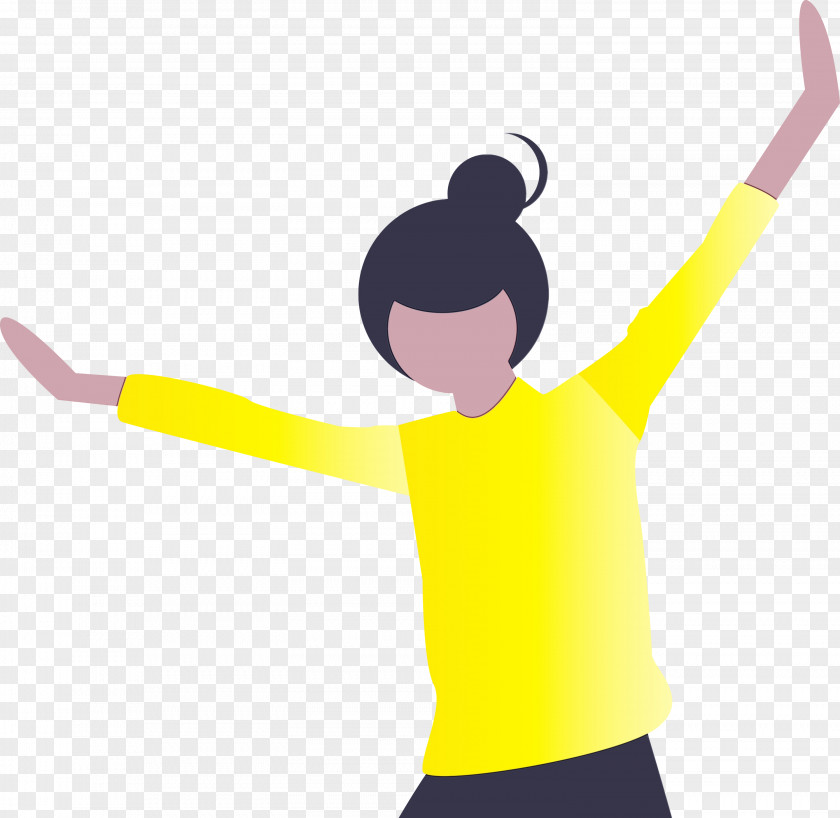Yellow Arm Cartoon T-shirt Cheering PNG