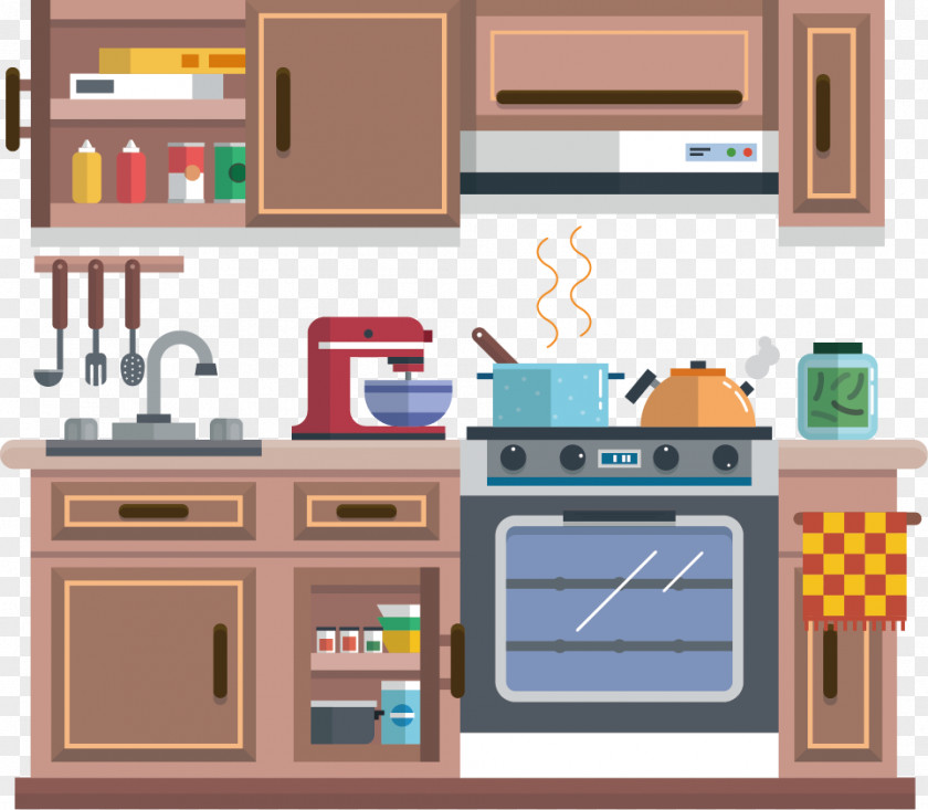 Kitchen Cabinet Kitchenware Cartoon PNG